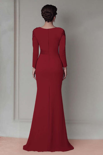 Blush Lace Sheath Mother Of The Bride Dress with Long Sleeves